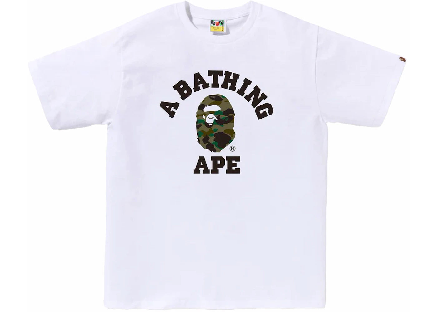 BAPE WOMENS 1ST CAMO COLLEGE TEE WHITE/GREEN