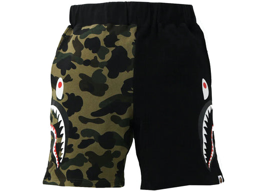 BAPE SHARK SWEAT SHORTS "GREEN CAMO"