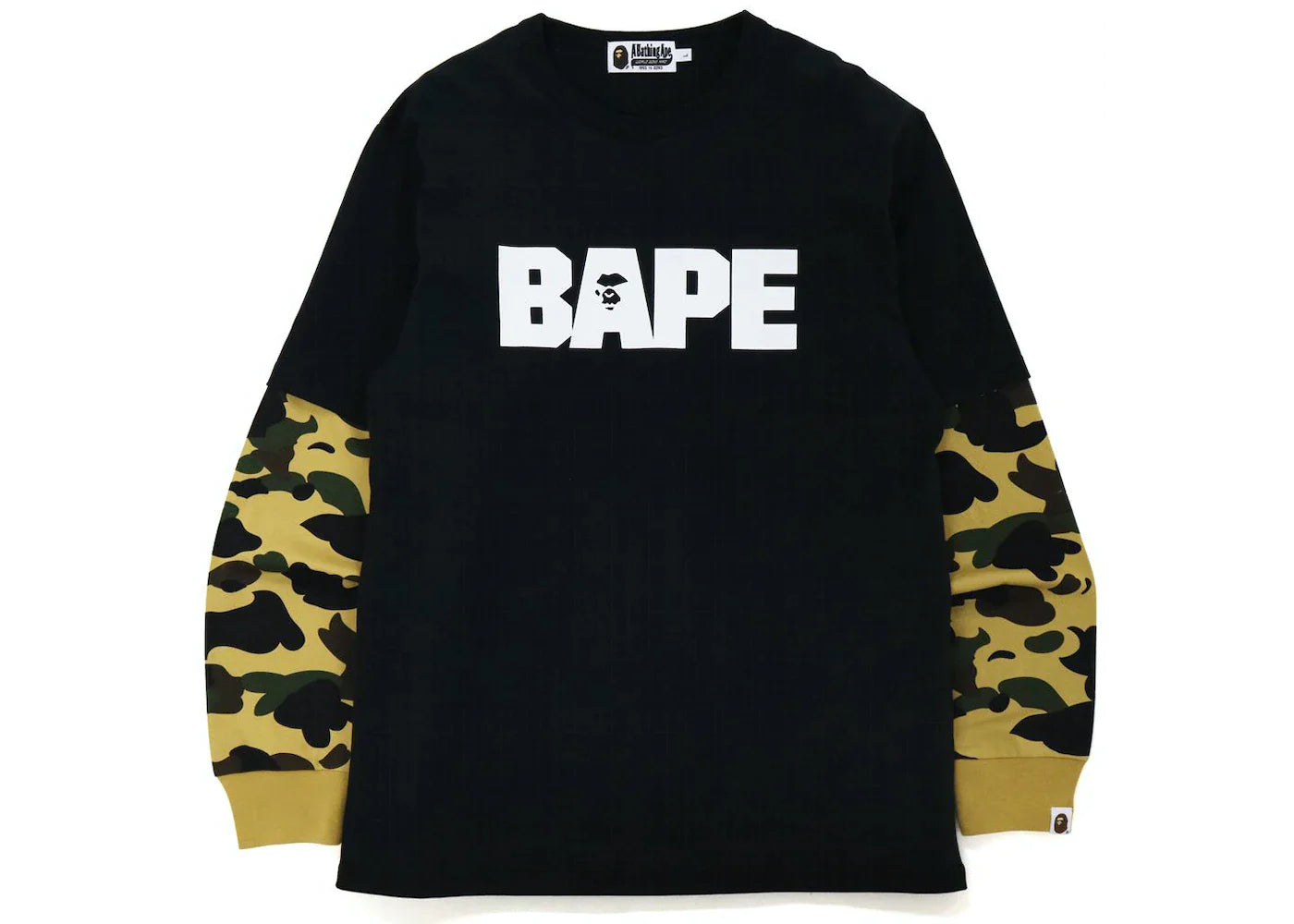 BAPE LOGO LAYERED L/S OS TEE "CITY CAMO/BLACK"