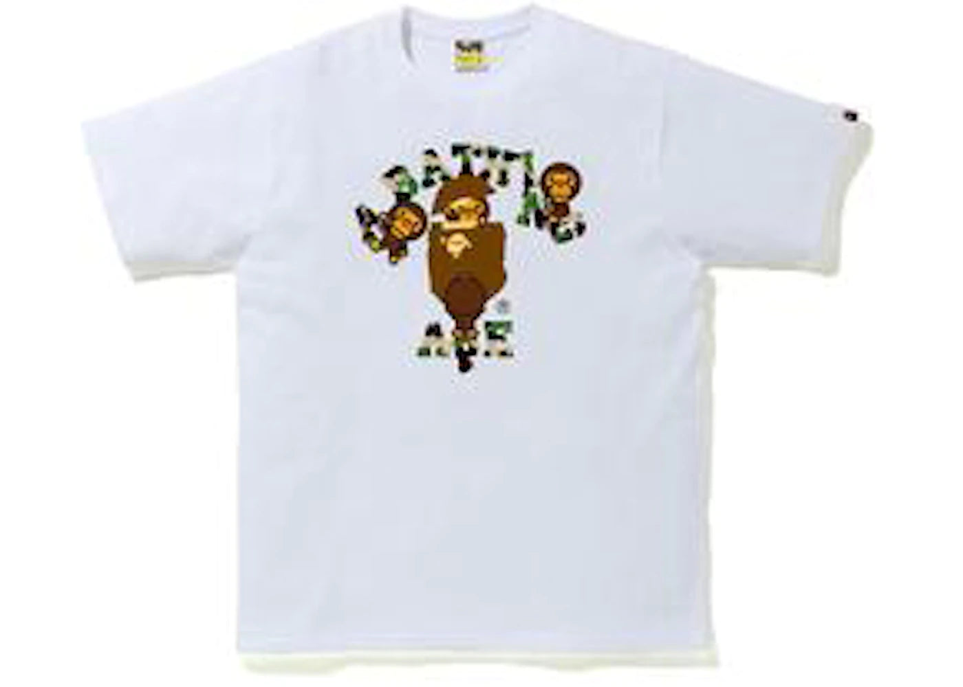 BAPE ABC CAMO COLLEGE TEE WHITE X GREEN