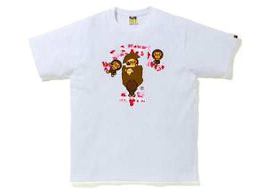 BAPE ABC CAMO COLLEGE TEE PINK/WHITE