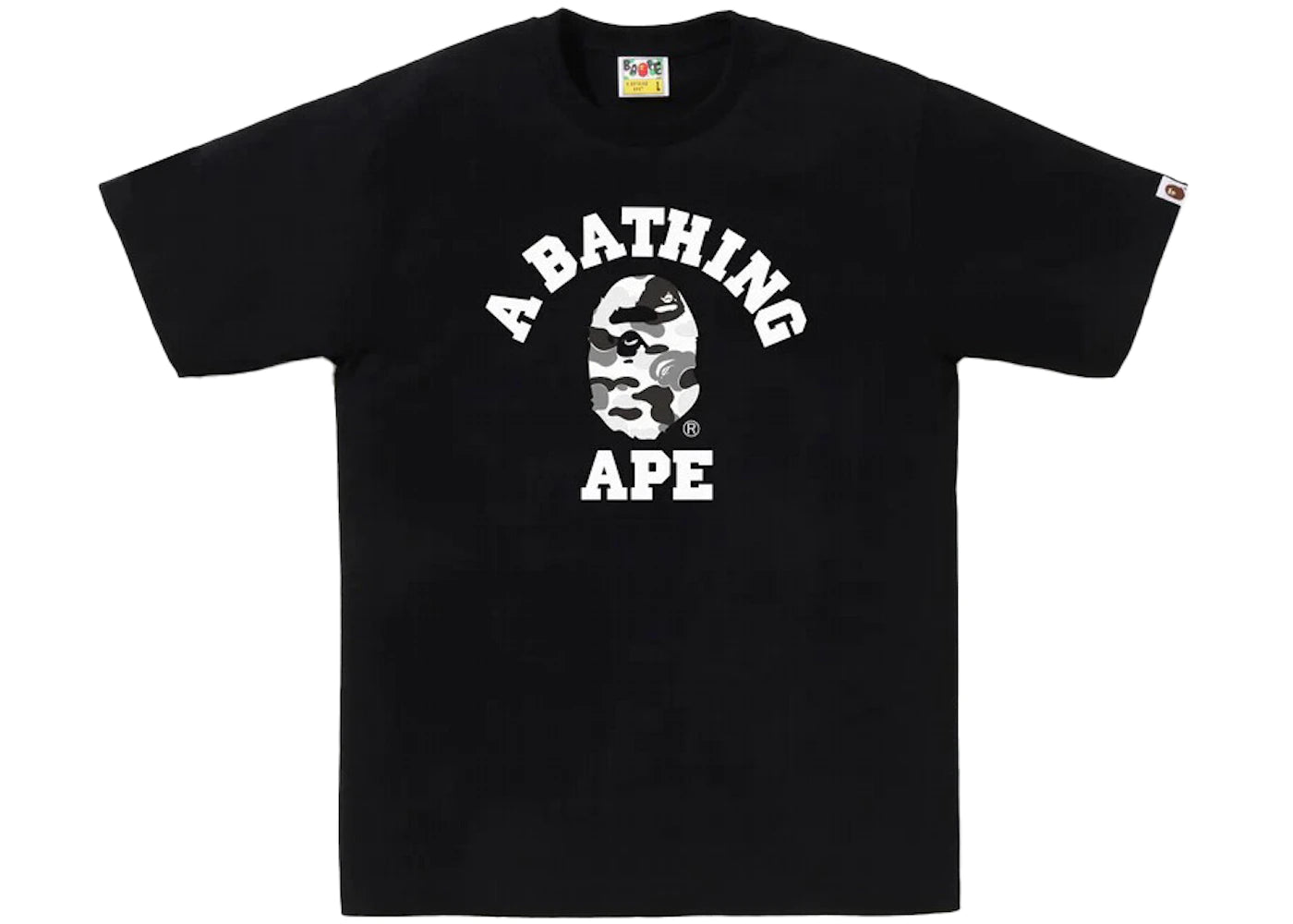 BAPE COLLEGE ABC GREY CAMO TEE "BLACK"