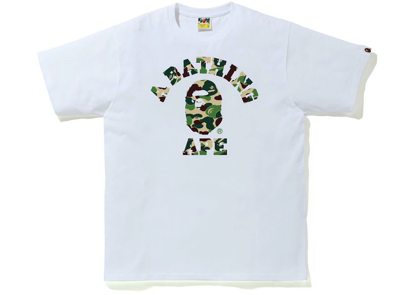 BAPE MILO ABC CAMO SLEEVE TEE  KIDS "WHITE/ABC GREEN CAMO"