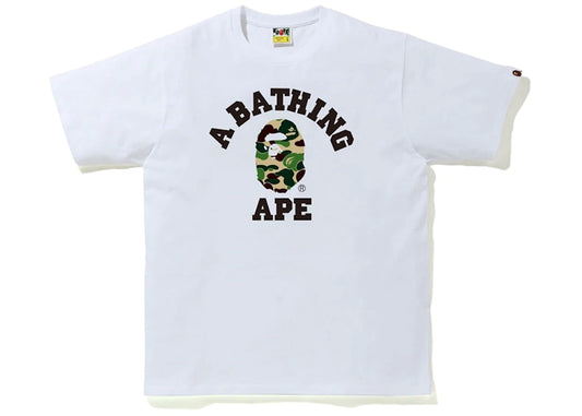 BAPE ABC CAMO COLLEGE TEE WHITE GREEN