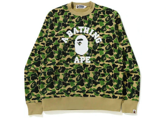 BAPE ABC COLLEGE LOGO CREWNECK GREEN CAMO