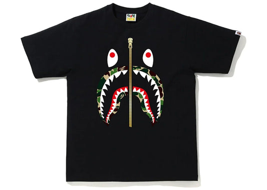 BAPE ABC CAMO SHARK TEE GREEN / BLACK