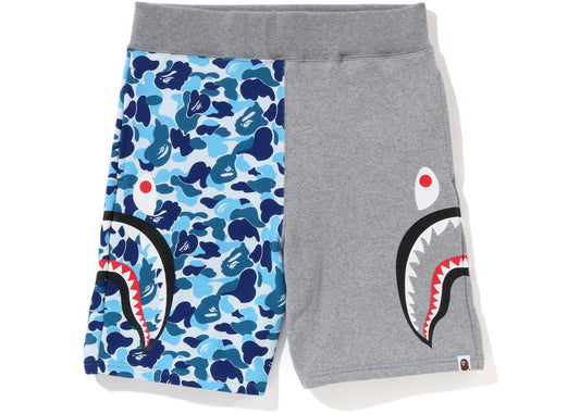 BAPE SIDE SHARK SWEAT SHORTS "ABC BLUE CAMO/GREY"