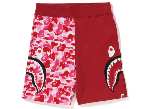 BAPE SIDE SHARK SWEAT SHORTS "ABC PINK CAMO/RED"