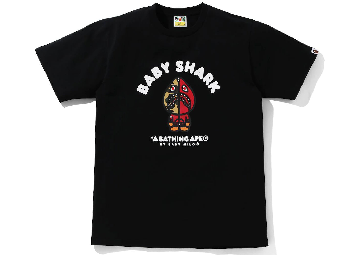 BAPE BABY MILO SHARK ZIP UP FIGURE TEE BLACK