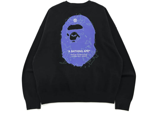 BAPE APE HEAD DIGITAL MOSAIC OS CREWNECK "CHARCOAL"