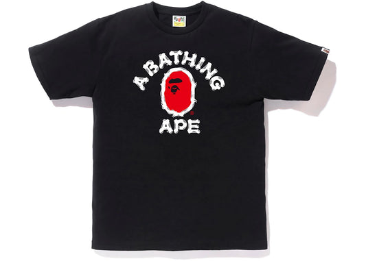 BAPE COLLEGE BRUSH RED TEE "BLACK"