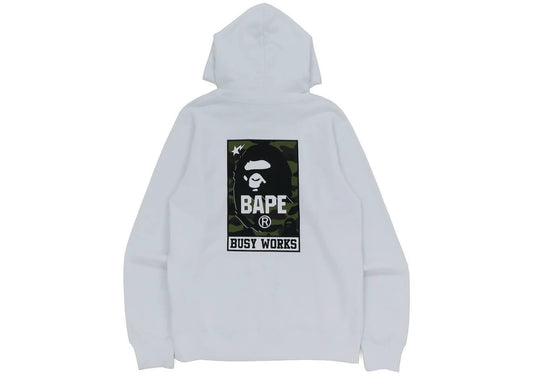 BAPE BUSY WORKS PULLOVER HOODIE "WHITE"