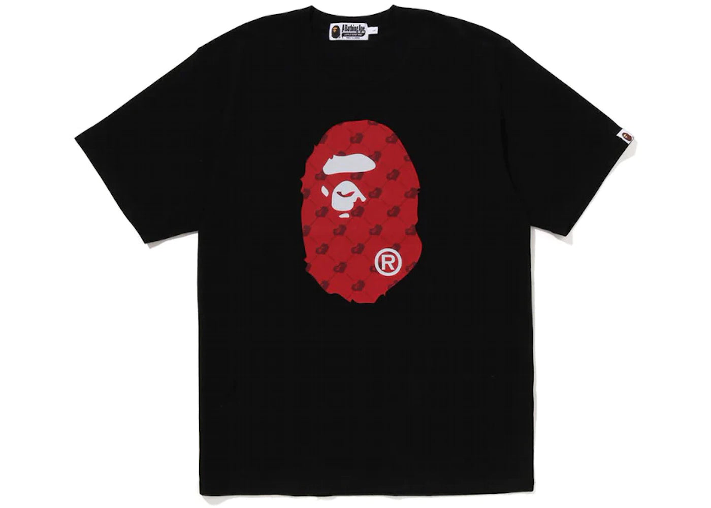 BAPE APE HEAD CLOUD MONOGRAM RED TEE "BLACK"