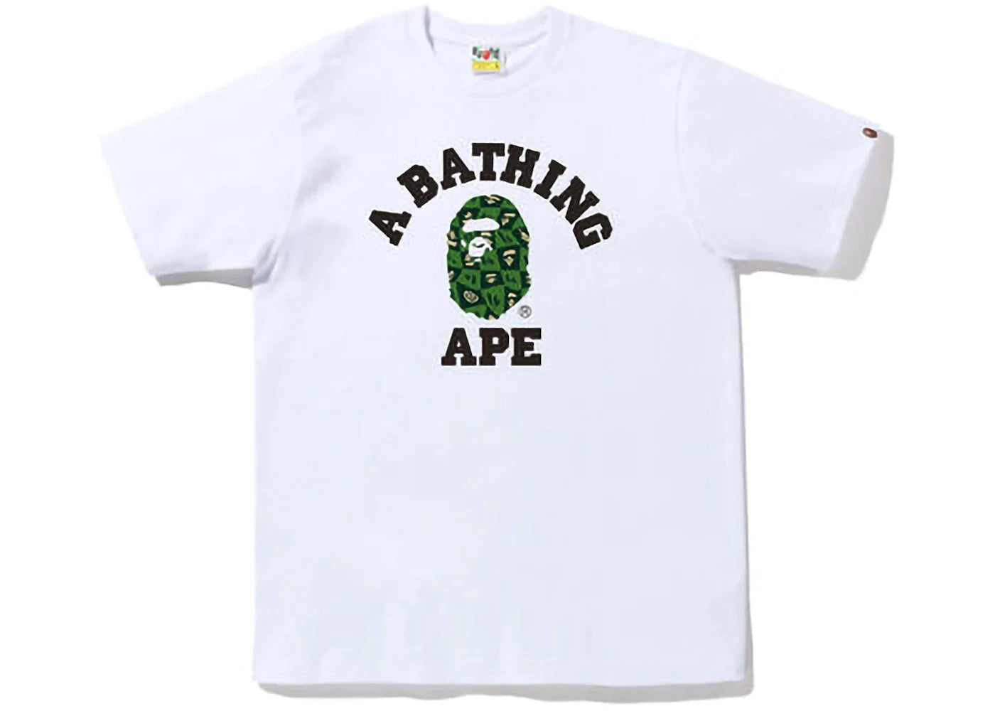 BAPE DISTORTION COLLEGE TEE WHITE/GREEN