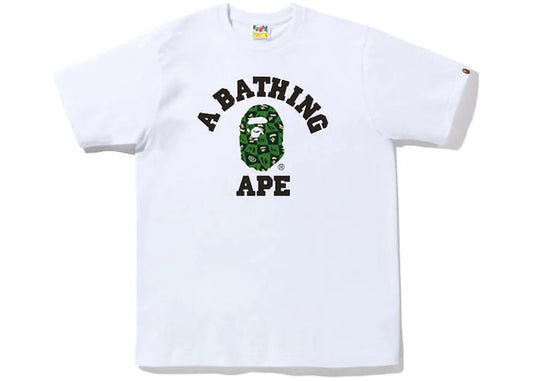 BAPE DISTORTION COLLEGE TEE WHITE/GREEN