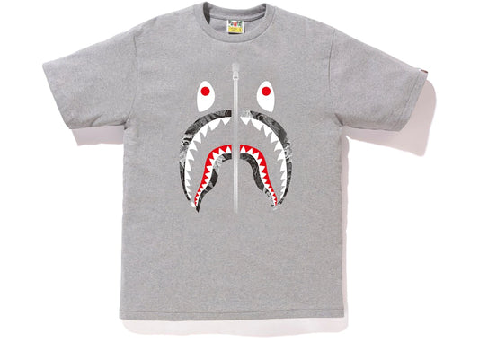 BAPE FOREST CAMO SHARK TEE BLACK/GREY