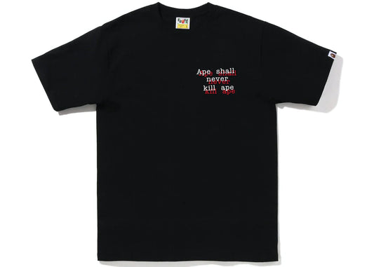 BAPE APE HEAD RED GRAFFITI CHECK BP TEE "BLACK"