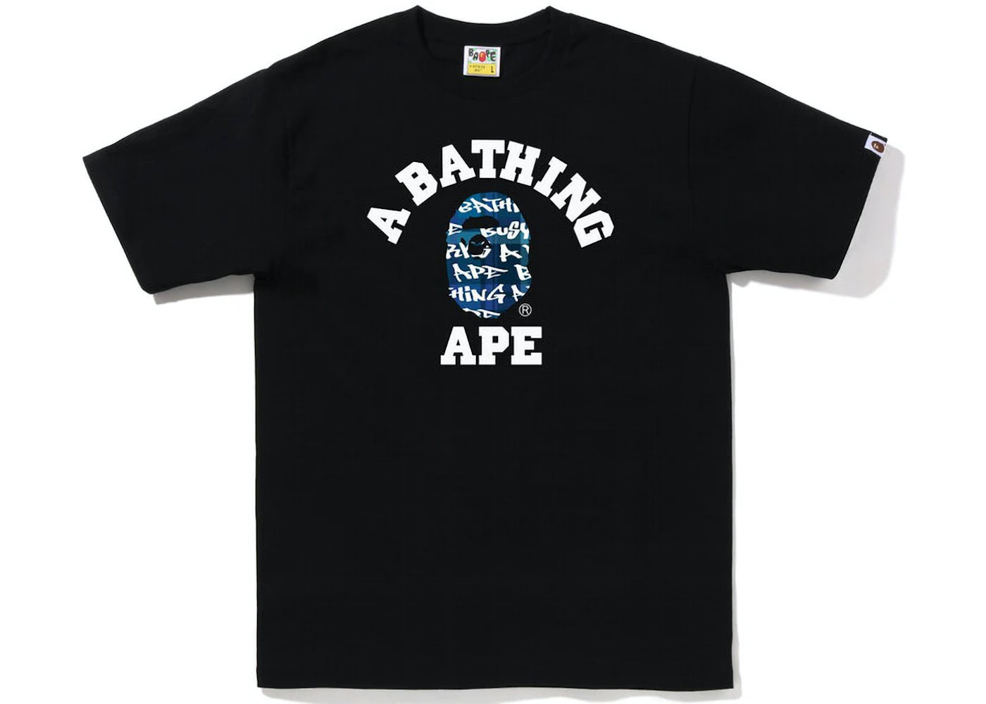 BAPE GRAFFITI CHECK COLLEGE TEE BLACK/BLUE