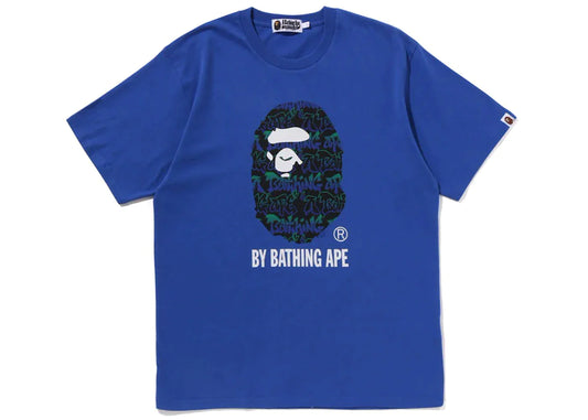 BAPE APE HEAD GRAFFITI PATTERN TEE "BLUE"