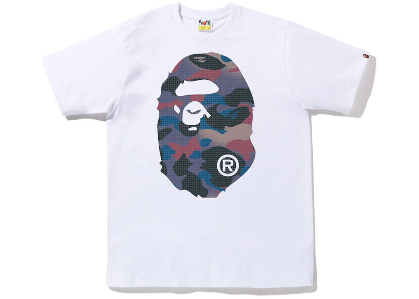 BAPE APE HEAD PURPLE GRID CAMO TEE "WHITE"