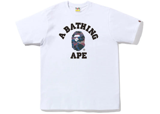 BAPE GRID CAMO COLLEGE TEE WHITE/PURPLE