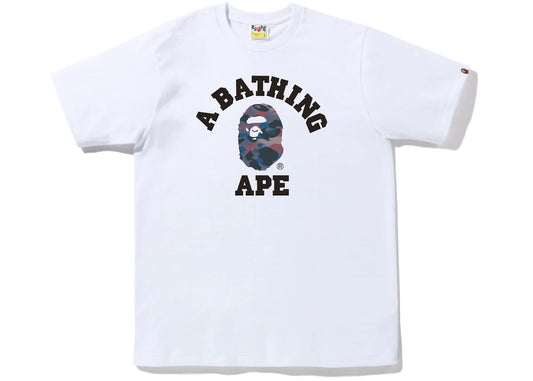 BAPE COLLEGE PURPLE GRID CAMO TEE "WHITE"