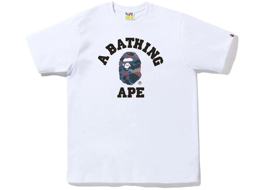 BAPE COLLEGE PURPLE GRID CAMO TEE "WHITE"