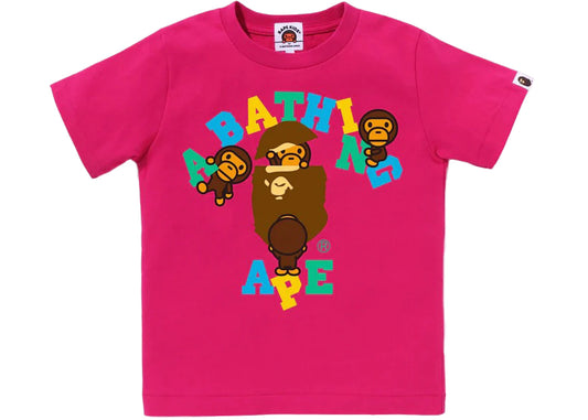 BAPE COLLEGE MILO TEE  KIDS "PINK"