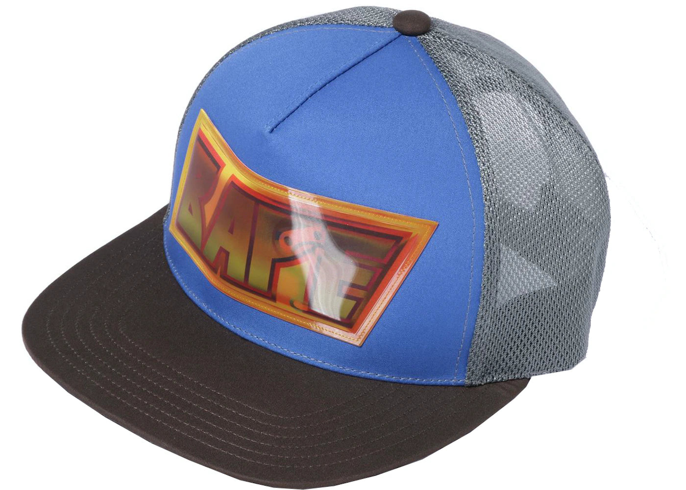 BAPE MILO LENTICULAR EMBLEM TRUCKER HAT "BLUE/GREY"