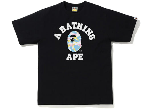 BAPE MULTI APE CAMO COLLEGE TEE BLACK