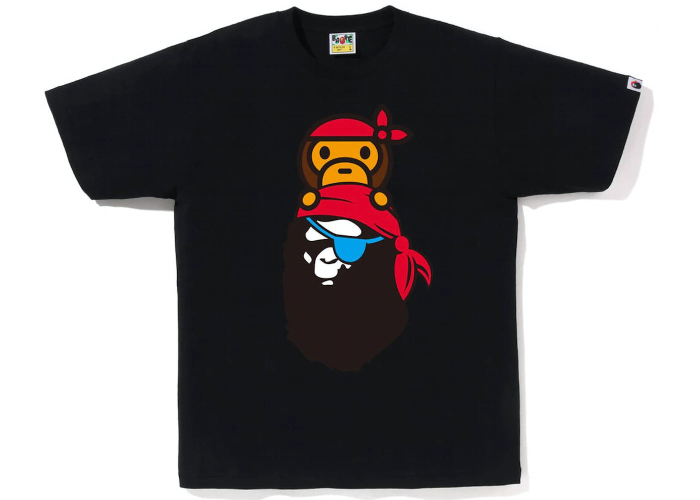 BAPE MILO ON APE HEAD RED GRAFFITI CHECK TEE "BLACK"