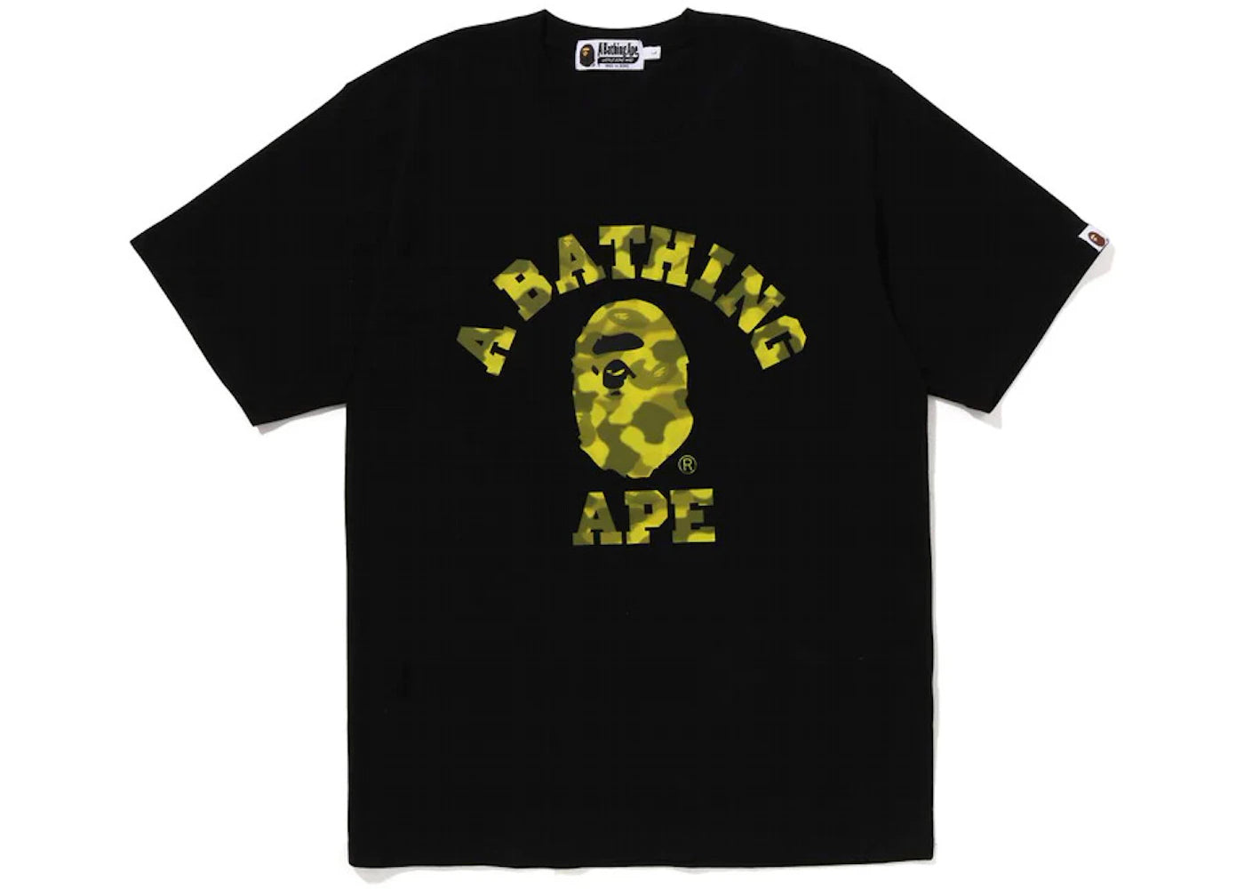 BAPE COLLEGE YELLOW RADIATION CAMO TEE "BLACK"