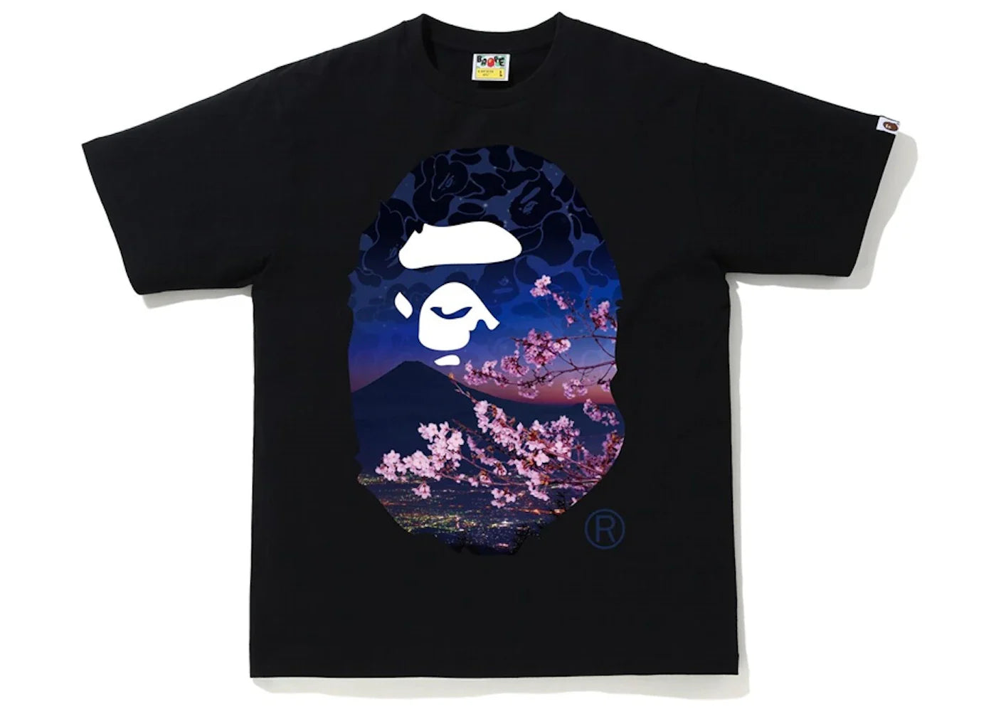 BAPE SAKURA PHOTO APE HEAD CASTLE TEE "BLACK"