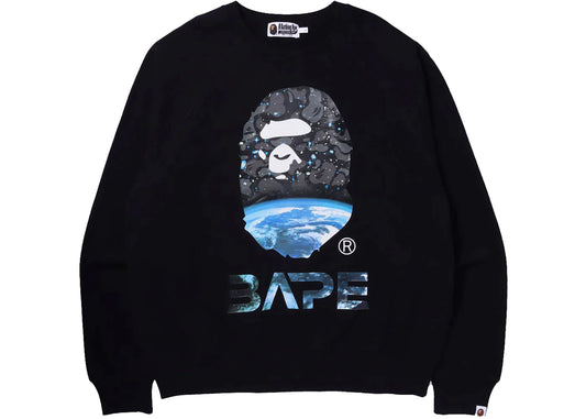 BAPE APE HEAD SPACE CAMO OS CREWNECK "BLACK"