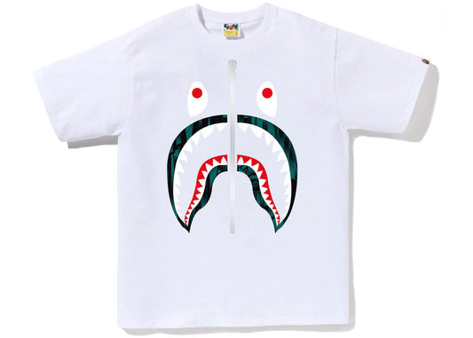 BAPE WHITE SPEED RACER SHARK T-SHIRT