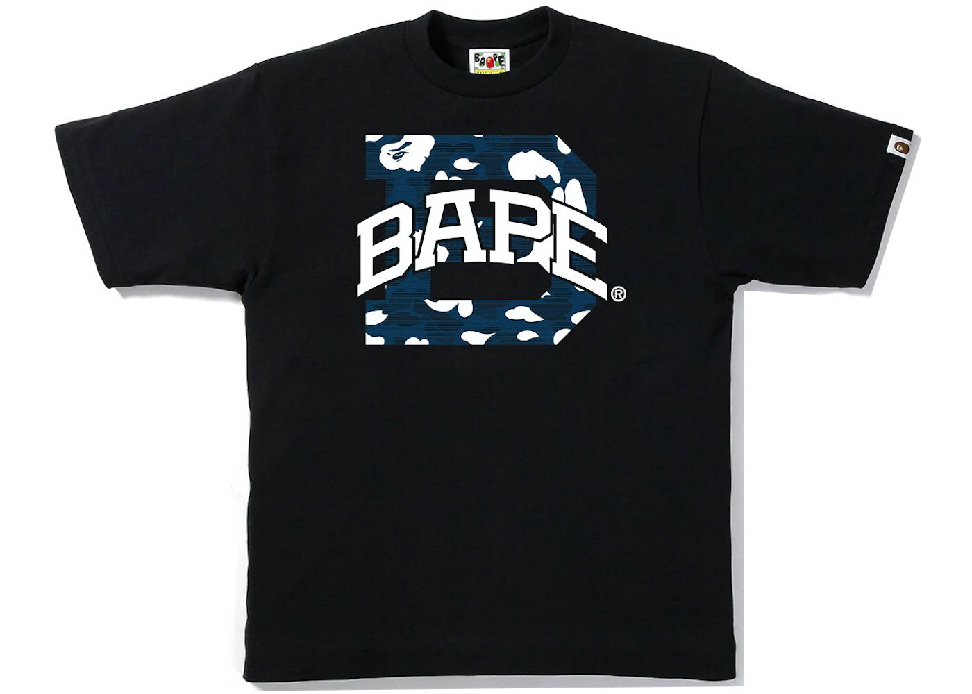 BAPE STRIPE ABC NAVY CAMO LOGO TEE "BLACK"