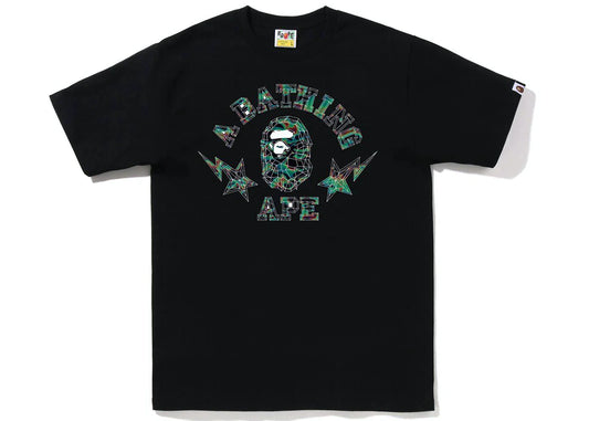 BAPE COLLEGE THERMOGRAPHY POLYGON TEE "BLACK"