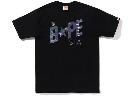 BAPE WOMENS DEMIN BAPE STA LOGO TEE "BLACK"