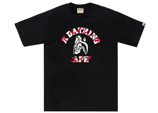 BAPE COLLEGE TIGER SHARK JAPANESE LETTERS TEE "BLACK"