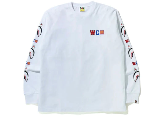 BAPE TOGER SHARK LAYERED L/S TEE PINK/WHITE