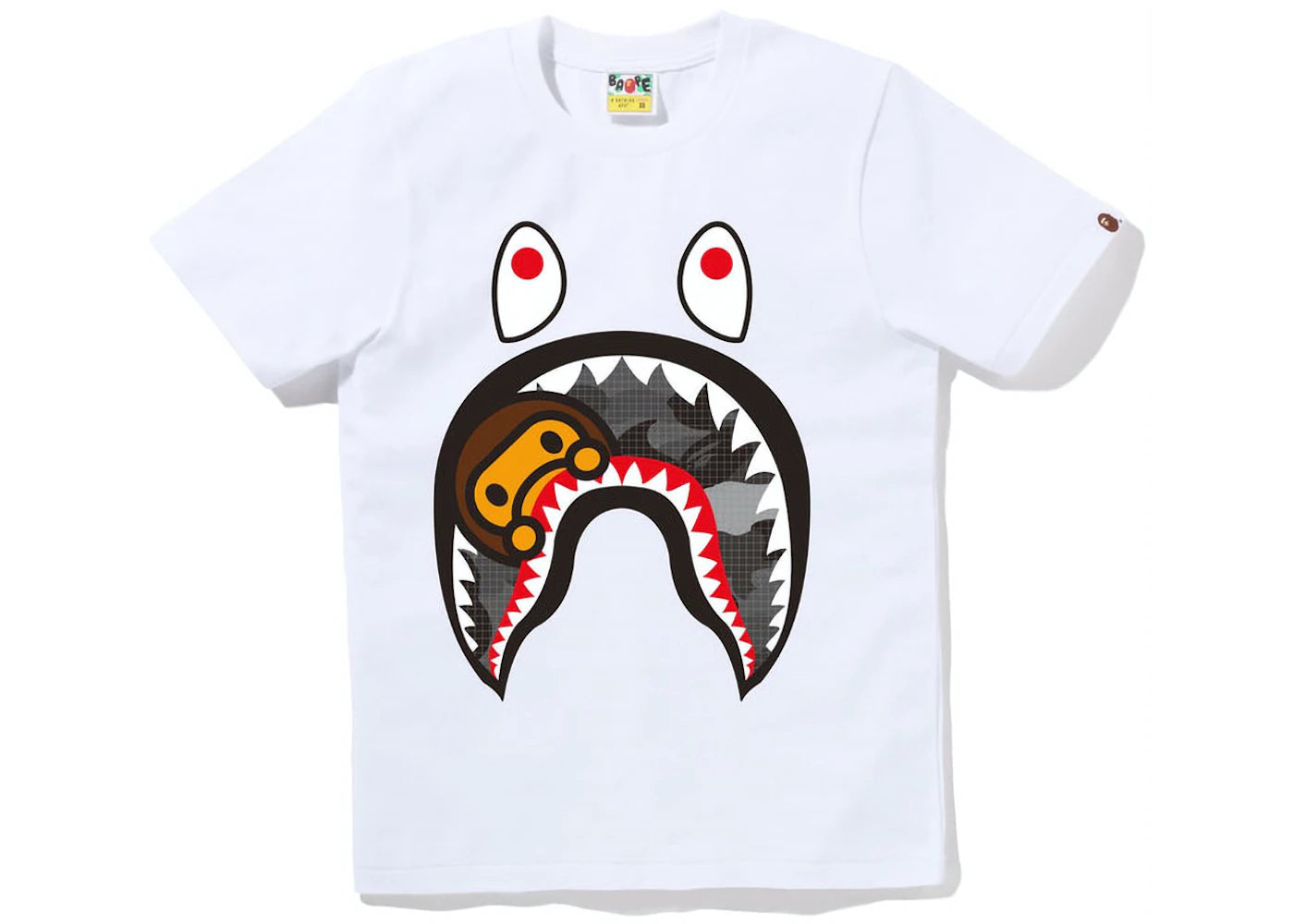 BAPE WOMENS BICOLOR SHARK TEE PINK/BLACK