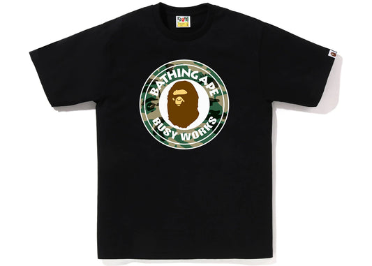 BAPE WOODLAND CAMO BUSY WORKS TEE BLACK