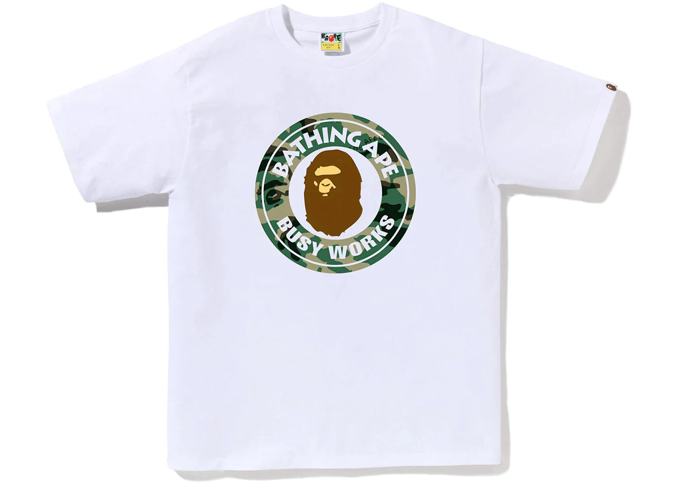 BAPE WOODLAND CAMO BUSY WORKS TEE WHITE