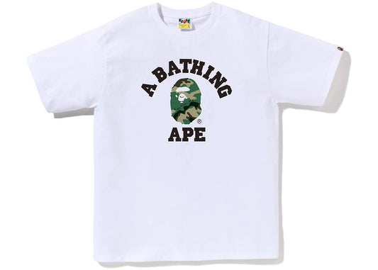 BAPE WOODLAND CAMO COLLEGE TEE "WHITE"