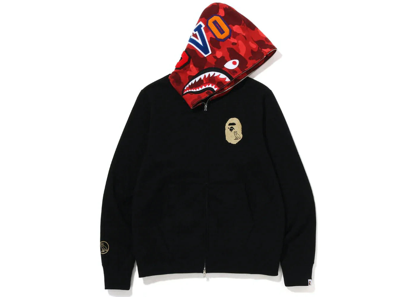 BAPE X OVO SHARK ZIP HOODIE "BLACK/RED CAMO HOOD"