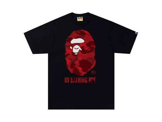 BAPE APE HEAD RED CAMO F/B TEE "BLACK"