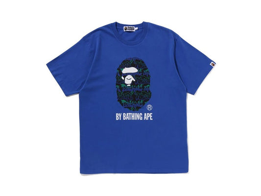 BAPE APE HEAD GRAFFITI PATTERN TEE "BLUE"