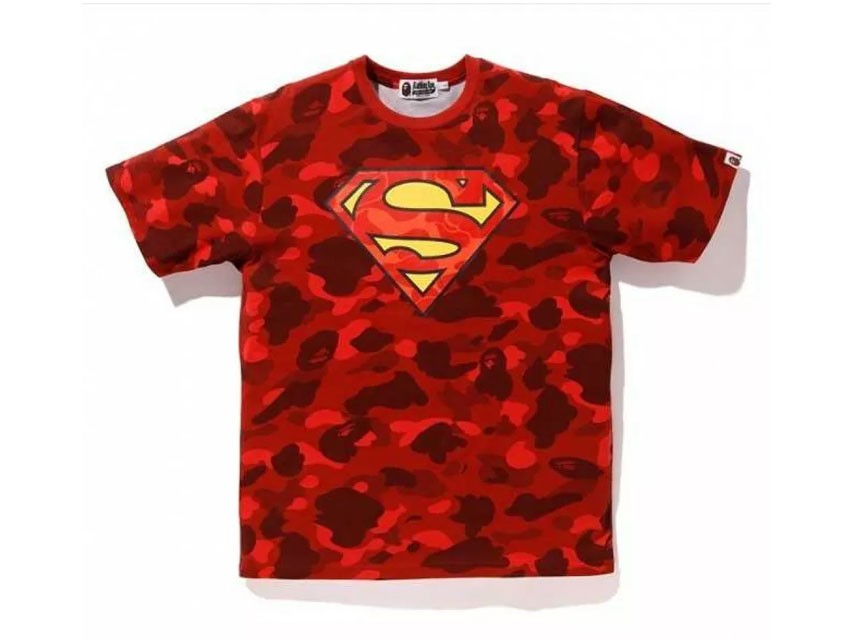 BAPE X DC SUPERMAN CAMO TEE "RED CAMO"