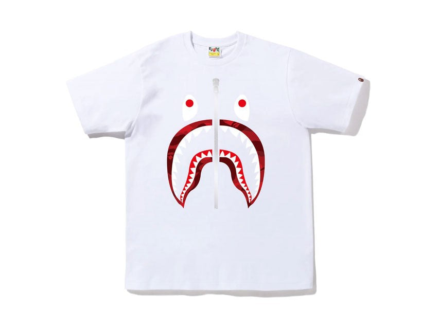 BAPE SHARK RED CAMO TEE "WHITE"