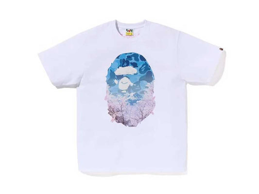 BAPE SAKURA PHOTO APE HEAD CASTLE TEE "WHITE"